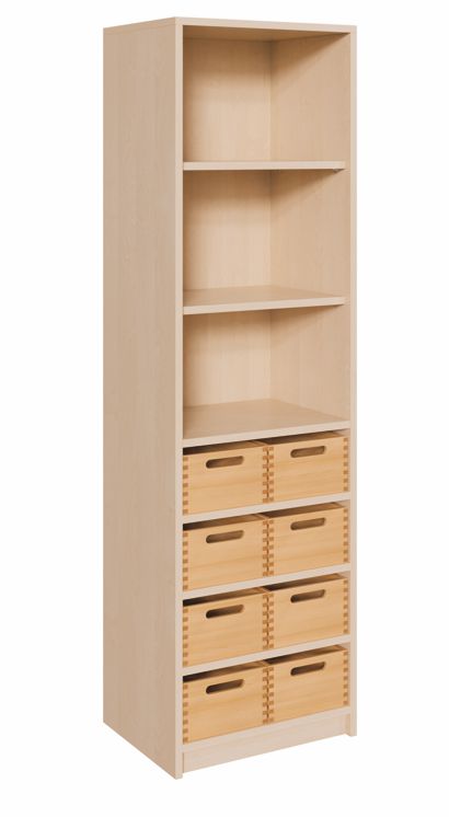 K Kombinationsschrank 180 x 52 cm, 8 mittlere Kästen ohne/mit SF/Regal